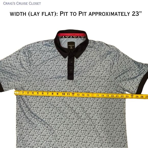 Kenneth Cole Polo Shirt Blue and Black with Golf themed Pattern Size L - Picture 5 of 9